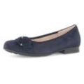 Ballerina GABOR "FLORENZ", Damen, Gr. 37, blau (nachtblau), Ziegenveloursleder, unifarben, klassisch, Schuhe, Blockabsatz, Businessschuh, Komfortschuh mit Elastikeinfass, Weite G