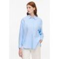 Hemdbluse ETERNA "OVERSIZE FIT", Damen, Gr. 36, blau (hellblau), 59% cotton, 41% Leinen, klassisch, Blusen