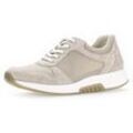 Keilsneaker GABOR ROLLINGSOFT, Damen, Gr. 35, beige (hellbeige), Textil, Ziegenveloursleder, sportlich, Schuhe Sneaker Sneaker low, Freizeitschuh, Halbschuh, Schnürschuh mit OPTIFIT-Wechselfußbett, Topseller