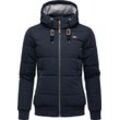 Steppjacke RAGWEAR "Nuggys Solid", Damen, Gr. L (40), blau (navy), Rippstrick, Obermaterial: 100% Polyester, Futter: 100% Polyester, Wattierung: 100% Polyester, casual, normal hüftlang, hoch geschlossener Ausschnitt, Langarm Ärmel ohne Ärmelschlitz Rippstrickbündchen mit innenliegendem Gummizug, Jacken, stylische und taillierte Winterjacke