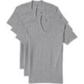 Kurzarm-Shirt mit V-Ausschnitt (3er-Set), Herren,  Grau, Baumwolle, by Lands' End