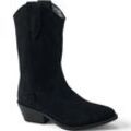 Westernstiefel aus Veloursleder, Damen,  Schwarz, Leder/Rauleder, by Lands' End