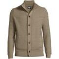 Korbstrick-Cardigan Drifter mit Stehkragen, Herren,  Beige, Baumwolle, by Lands' End