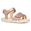 Sandale GEOX "J SANDAL HAITI GIRL", Kinder, Gr. 24, rosa, Synthetik, metallic, festlich, Schuhe, Glitzersandale, Klettschuh im Metallic Look