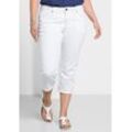 Caprijeans mit Used-Effekten, white Denim, Gr.54