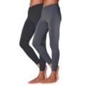 Große Größen: Doppelpack Leggings mit Gummibund, anthrazit+schwarz, Gr.48/50