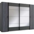 Dreh-/Schwebetürenschrank WIMEX "Kopenhagen", grau (digi steel optik, graphit), B:272cm H:208cm T:65cm, Spanplatte, Schränke