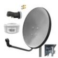 ARLI 60cm HD Sat Anlage grau+ Single LNB +20m Koaxialkabel +2x F-Stecker SAT-Antenne (60 cm