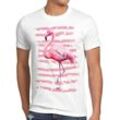 style3 Print-Shirt Herren T-Shirt Pink Power flamingo hipster strand urlaub rosa zoo karibik hawaii, weiß