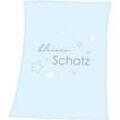 Babydecke Kleiner Schatz, Baby Best, mit liebevollem Schriftzug, Kuscheldecke, blau