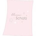 Babydecke Kleiner Schatz, Baby Best, mit liebevollem Schriftzug, Kuscheldecke, rosa