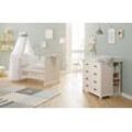 Lüttenhütt Babyzimmer-Komplettset Aimo, luxoriöser Landhausstil, Messinggriffe, (Spar-Set, 3-St., Kinderbett, Wickelkommode, Unterbauregal, 5 Schubladen), aus Massivholz; FSC®-Holz aus gewissenhaft bewirtschafteten Wäldern, weiß