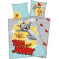 Kinderbettwäsche Tom & Jerry, Linon, mit witzigem Tom & Jerry Motiv, grau