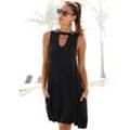 BEACHTIME Strandkleid schwarz Gr. 34 für Damen. Mit Rundhals. Figurumspielend