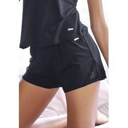 LASCANA Shorts schwarz Gr. 32/34 für Damen. Mit Spitze. Basic. Nachhaltig.