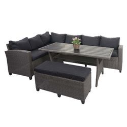 Poly Rattan Garnitur MCW-E96, Garten-/Lounge-Set Sitzgruppe, Spun Poly halbrundes Rattan ~ grau, Kissen anthrazit