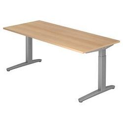 HAMMERBACHER XB19 höhenverstellbarer Schreibtisch eiche, silber rechteckig, C-Fuß-Gestell silber 180,0 x 80,0 cm