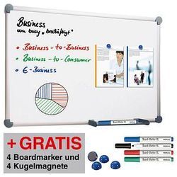 AKTION: MAUL Whiteboard 2000 MAULpro 90,0 x 60,0 cm weiß emaillierter Stahl + GRATIS 4 Boardmarker farbsortiert und 4 Kugelmagnete blau