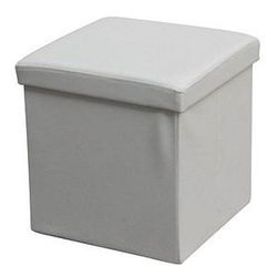 Echtwerk Hocker mit Stauraum Store Cube EW-SW-0440 weiß Kunstleder