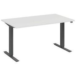 fm Move elektrisch höhenverstellbarer Schreibtisch weiß, anthrazit metallic rechteckig, T-Fuß-Gestell grau 180,0 x 80,0 cm