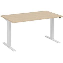 fm Move elektrisch höhenverstellbarer Schreibtisch ahorn, verkehrsweiß rechteckig, T-Fuß-Gestell weiß 160,0 x 80,0 cm