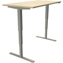 fm fastline elektrisch höhenverstellbarer Schreibtisch königsahorn rechteckig, T-Fuß-Gestell silber 160,0 x 80,0 cm