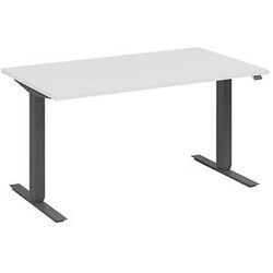 fm Move elektrisch höhenverstellbarer Schreibtisch weiß, anthrazit metallic rechteckig, T-Fuß-Gestell grau 140,0 x 80,0 cm