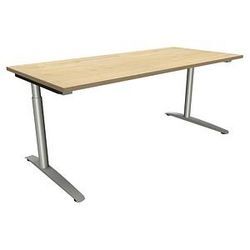 fm fastline höhenverstellbarer Schreibtisch königsahorn rechteckig, C-Fuß-Gestell Rundrohr silber 180,0 x 80,0 cm