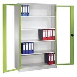 CP Stahlschrank 8931-055 S10298 lichtgrau, viridingrün, Acrylglas 120,0 x 50,0 x 195,0 cm, aufgebaut