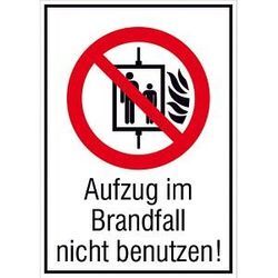 SafetyMarking® Verbotsaufkleber "Aufzug im Brandfall nicht benutzen" rechteckig 10,5 x 14,8 cm