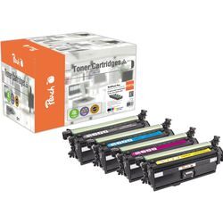 Peach HP 507 A 5 Toner (2*bk, c/m/y) ersetzt HP No. 507A, CE400A*2, CE401A, CE402A, CE403A für z.B. HP LaserJet Enterprise 500 color M 551 dn (wiederaufbereitet)