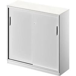 Schäfer Shop Genius Schiebetürenschrank TETRIS SOLID, 3 OH, B 1200 x H 1170 mm, Mitteltrennwand, 19 mm Abdeckplatte, weiß/weißalu