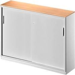 Schäfer Shop Genius Schiebetürenschrank TETRIS SOLID, 3 OH, Mitteltrennwand, B 1600 x T 413 x H 1170 mm, Buche/weißalu