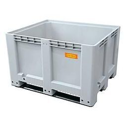 Logistikbox Cemo, Hart-Polyethylen (HDPE), grau, lebensmittelecht, B 1200 x T 1000 x H 760 mm, 200 l hoch, mit Kufen