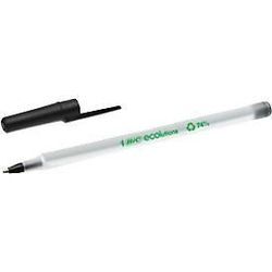 Kugelschreiber mit Kappe BIC® ECOlutions® Round Stic®, 0,4 mm, recycelt, schwarz, 60 Stck.