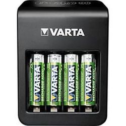 Batterieladegerät Varta LCD Plug Charger, für 4 x Mignon AA/Micro AAA/9 V NiMH-Akkus & 1 x USB, LCD-Anzeige, inkl. 4 Akkus