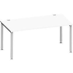 Schäfer Shop Genius Schreibtisch MODENA FLEX, 4-Fuß-Rundrohr, B 1600 x T 800 mm, weiß/weißalu