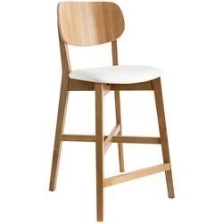 Barhocker H65 Design Eichenholz und weiße Sitzfläche H65 cm LUCIA