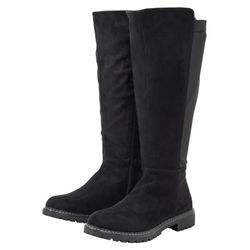 Weitschaftstiefel mit Stretcheinsatz, in Wildleder-Optik, schwarz, Gr.39