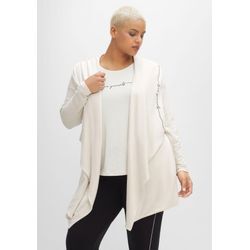 Longstrickjacke mit Kapuze, in offener Zipfelform, offwhite, Gr.52/54