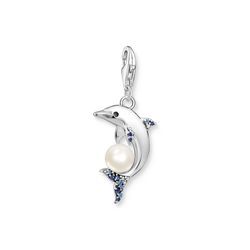 Charm-Anhänger Delfin mit Perle silber