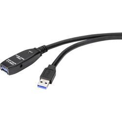 Renkforce USB-Kabel USB 3.2 Gen1 (USB 3.0 / USB 3.1 Gen1) USB-A Stecker, USB-A Buchse 20.00 m Schwarz Aktiv mit Signalverstärkung RF-4598350