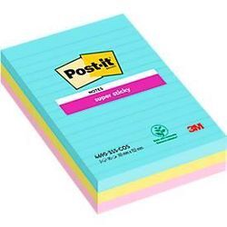 Post-it® Haftnotizen Super Sticky XL Notes Cosmic, 101 x 152 mm, farbig & liniert, 3 Blöcke á 90 Blatt