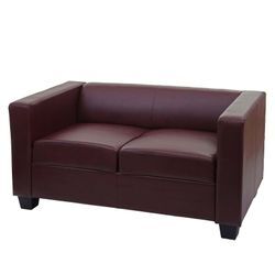 2er Sofa Lille ~ Kunstleder, rot-braun