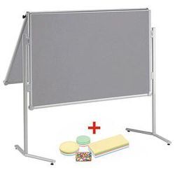 AKTION: MAUL Moderationswand professionell, klappbar 120,0 x 150,0 cm grau + GRATIS Moderations-Starter-Set, bestehend aus je 120 Moderationskarten Ø 9,5 cm, Ø 13,5 cm, 9,5 x 20,0 cm, 200 Signal-Nadeln