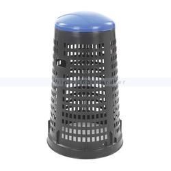 Kunststoffabfallbehälter in Lochoptik Ruff Schwarz Blau aus Kunststoff mit farbigem Deckel und Beutelhalter 110 L