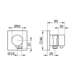 KEUCO 2-Wege Umstellventil IXMO Comfort 59556, Schlauchanschl./Brauseh., eckig, verchromt 59556011202