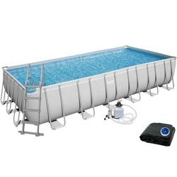 Bestway Frame Pool 56475 Komplett-Set 732 x 366 cm eckig