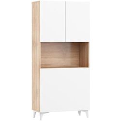 Bim Furniture - Klappbare megan 1 Schreibtisch Haushaltsbüro Computertisch sonoma eiche / weiß glänzend