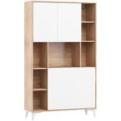 Bim Furniture - Klappbare megan 2 Schreibtisch Haushaltsbüro Computertisch sonoma eiche / weiß glänzend